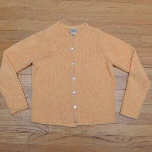 LL Bean Cardigan Marled Yellow Cotton Shell Buttons Womens XS-Reg Vintage